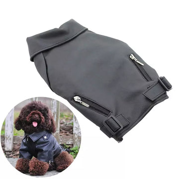 Dog PU Winter Coat Warm Zip up Puppy Jacket Dog Coat Vest Windproof Warm Dog Clothes Coat Apparel for Dog with D-Ring