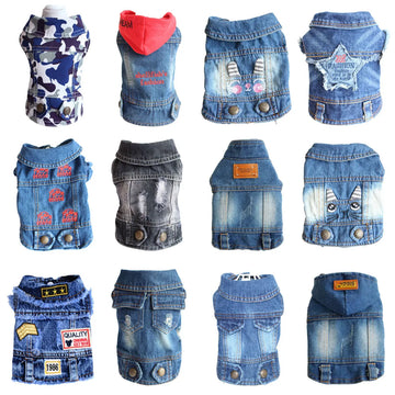 Dog Clothes Summer Great Cool Basenji Dog Shirts Cowboy Dog Vest Apparel Boys Amstaff Clothes Jean Clothing For Puppy Shirts