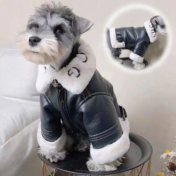 Dog Clothes Pet Jacket Leather Motorcycle Small Dog Thicken Warm Clothes Fashion Autumn Winter Black Boy Mascotas Puppy Clothing