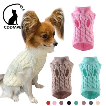 Dog Sweaters for Small Dogs Winter Warm Dog Clothes Turtleneck Knitted Pet Clothing Puppy Cat Sweater Vest Chihuahua Yorkie Coat