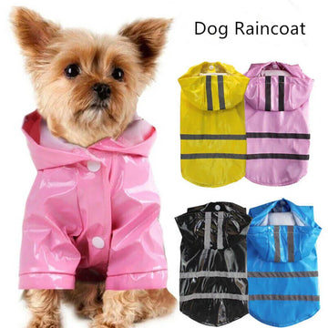 Pet Dog Clothes Waterproof Dogs Hooded Raincoat Reflective Strip Puppy Rain Coat Jacket Outdoor Dog Apparels for Small Dogs