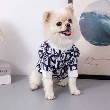 Designer Dog Clothes Fashion Luxury Pet Sweater French Bulldog High Elastic Autumn and Winter Warm Cat and Dogs Clothing